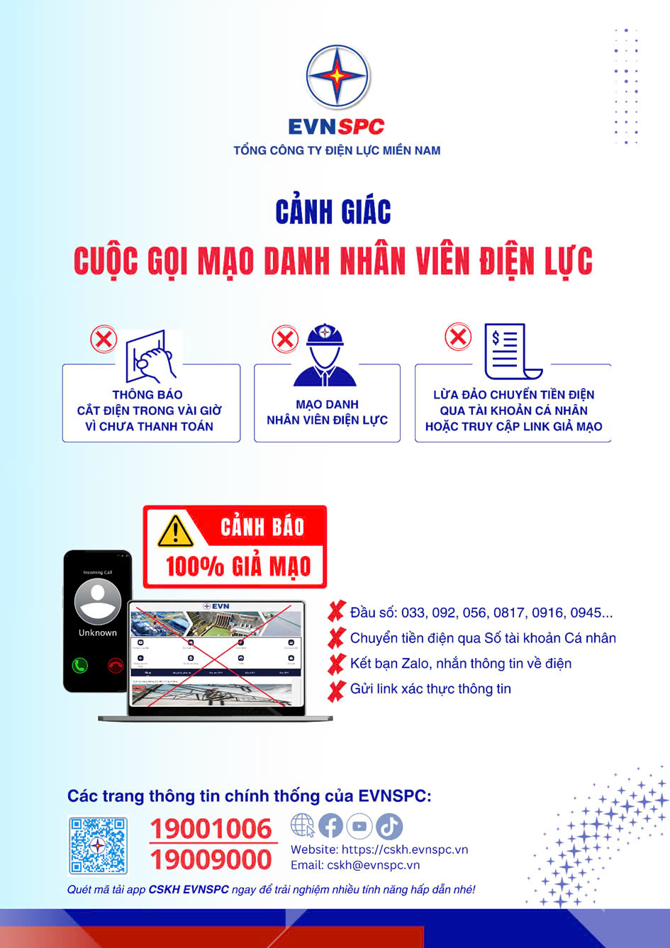 CẢNH GIÁC CUỘC GỌI MẠO DANH NHÂN VIÊN ĐIỆN LỰC